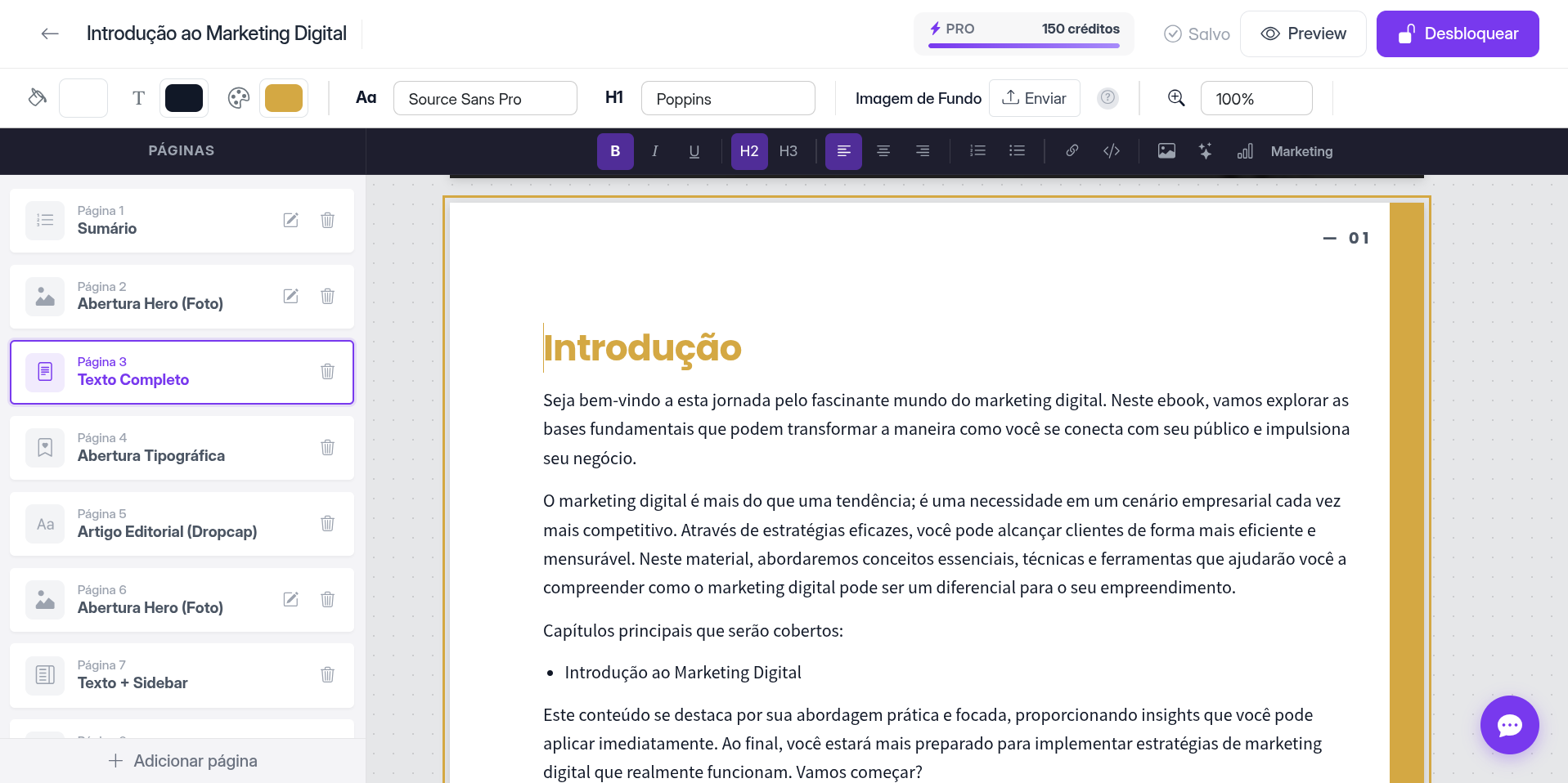 Editor de ebook do Ebookr.ai