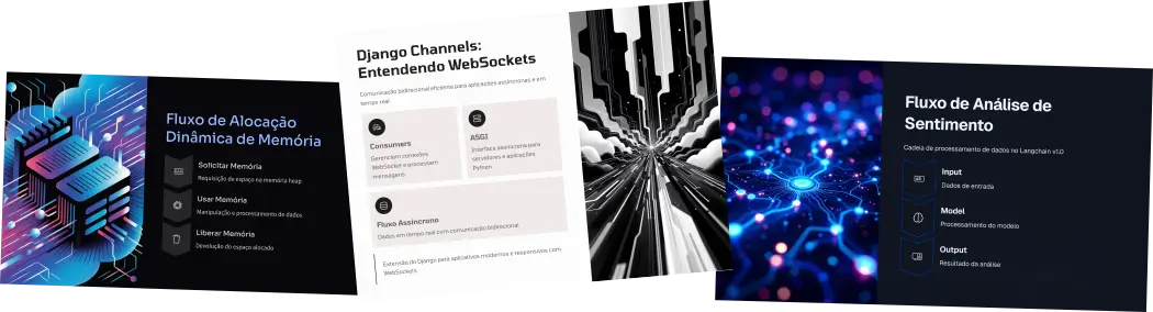 Exemplos de infográficos gerados automaticamente por IA